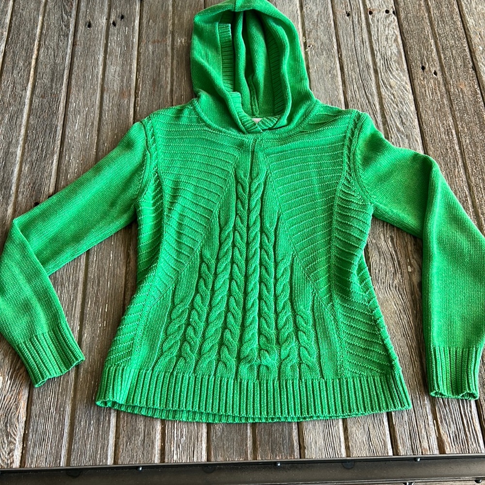 CABI WOMENS XS GREEN HOODED SWEATER